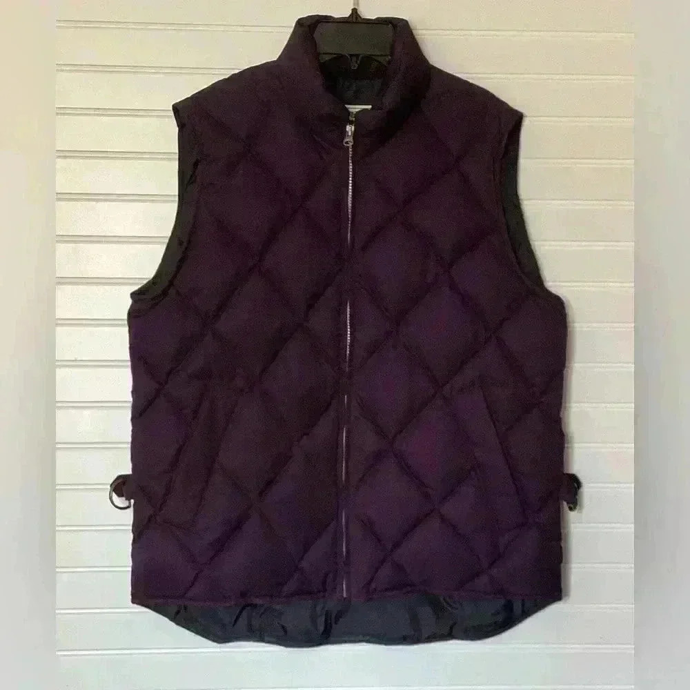 EDDIE BAUER Down  womens full zip puffer vest  Quilted purple size Small/ Petite